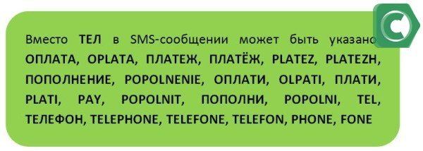 Варианты коротких команд для оплаты телефона