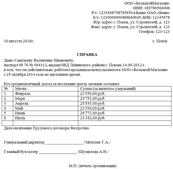 Инструкция по заполнению