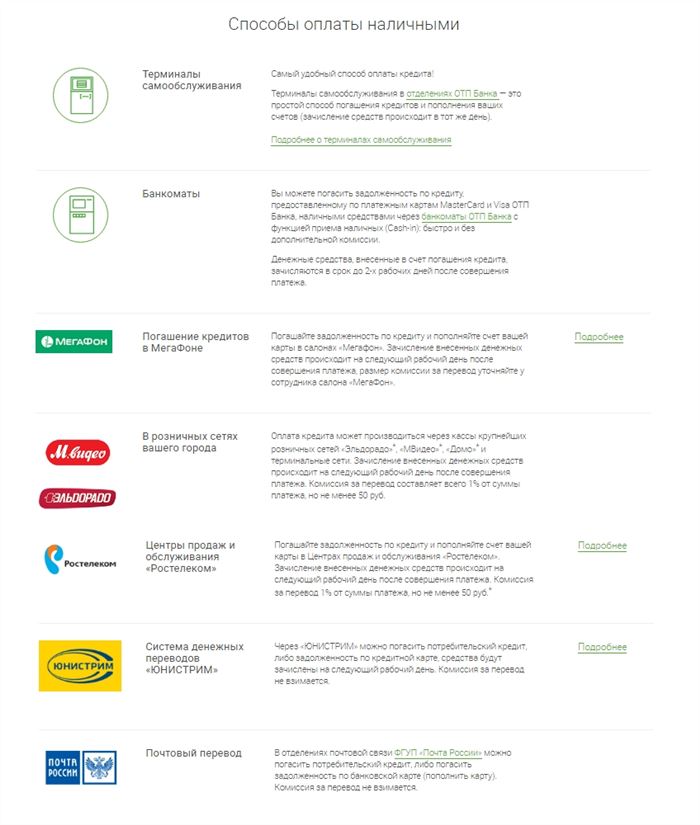 Как без комиссии заплатить кредит ОТП банка наличными